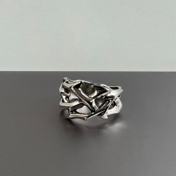 Y2K 2000s vintage retro style silver goth emo unique thorn ring - Picture 2 of 8